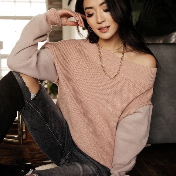 Bohme Contrast Sleeve Sweater - Pink - Picture 10 of 12